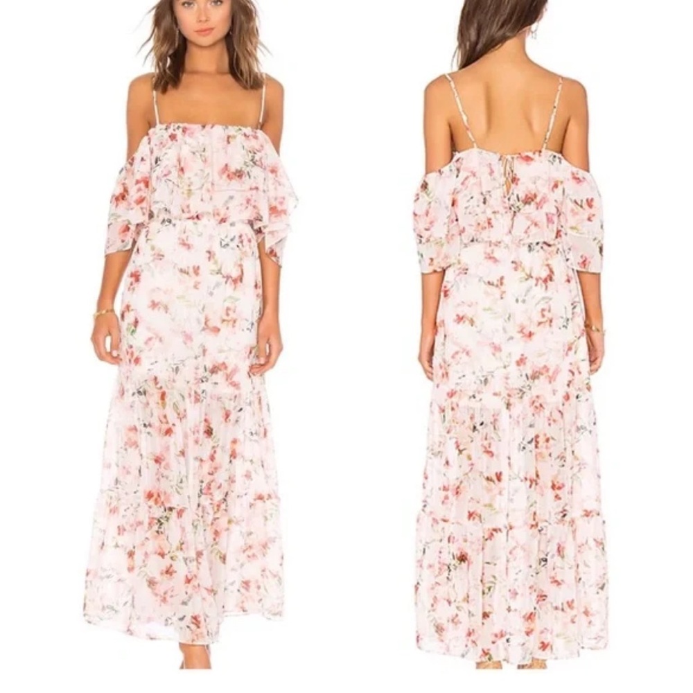 BB Dakota Cream Ruffled Floral Maxi Dress